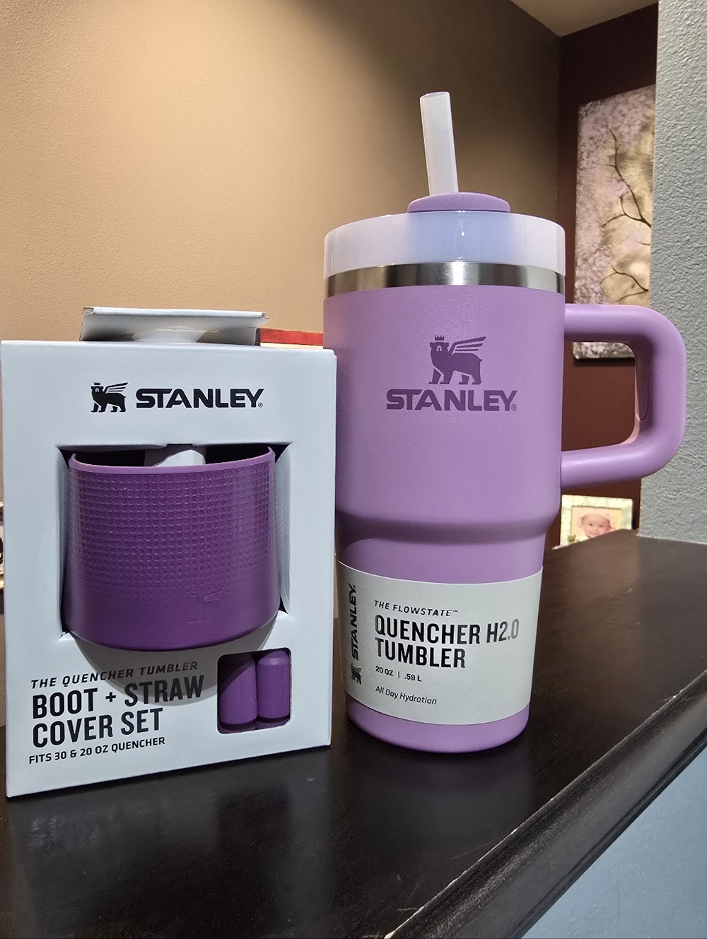 ❤️NeW SeT❤️ STANLEY 20oz QUENCHER INSULATED TUMBLER + BOOT + STRAW COVER LILAC